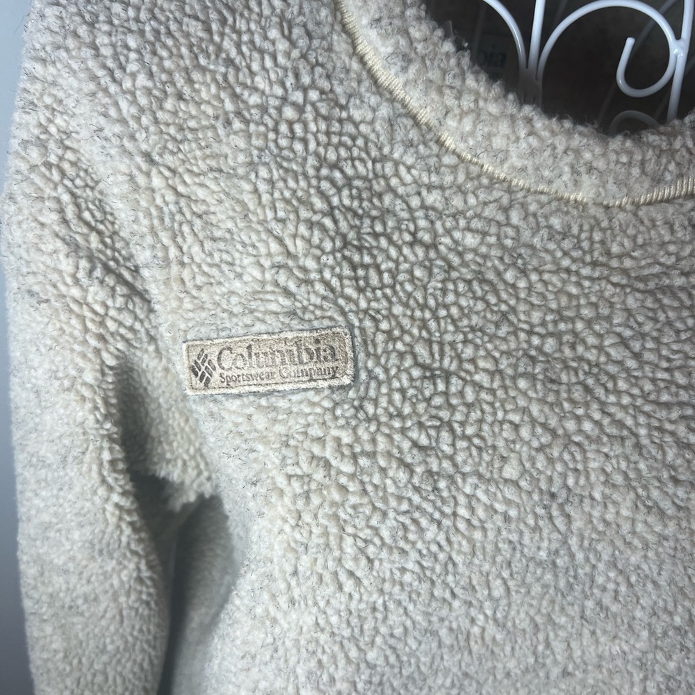 Columbia Unisex Teddy Sherpa Pullover Sweatshirt Size Small Crew/Mock Neck - Picture 3 of 5